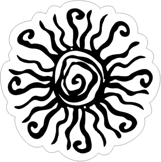 Sun Car Decal, Aestetic Sun Sticker, Rising Sun Tribal Vintage Decal BLACK (1.75x30)