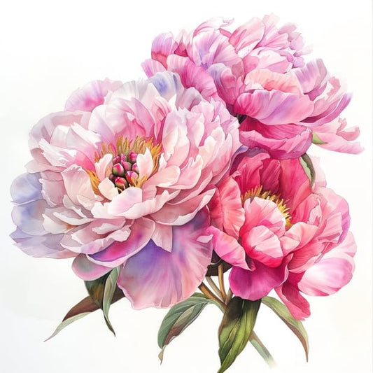 Watercolor Peony Flower Decal, Floral Vinyl Removable Elegant Sticker, Decorative Peony Decal for Auto, Bumper, Trunck, Window, Pink Peonies (2.15x30)