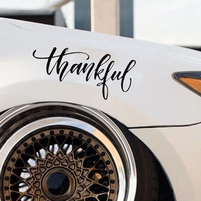 Thanksful Auto Decals Transparent, Grateful Appreciation Vinyl Decal Exterior and Interial (1.75x30)