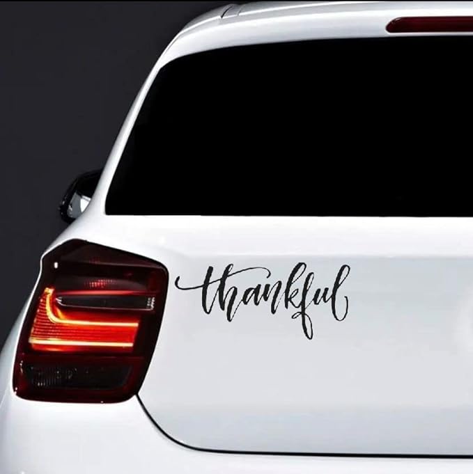 Thanksful Auto Decals Transparent, Grateful Appreciation Vinyl Decal Exterior and Interial (1.75x30)
