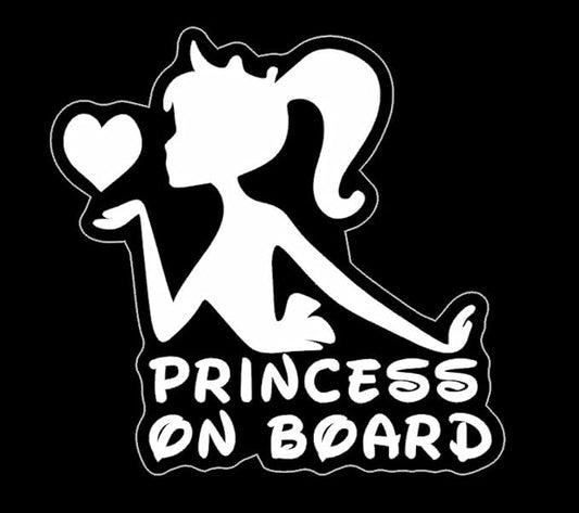 Princess on Board Car Decal, Girl on Board Car Warning Decal, Cute Little Princess Fairy Tale Car Sticker for Vehicle Window Bumper Vinyl (1.75x30)