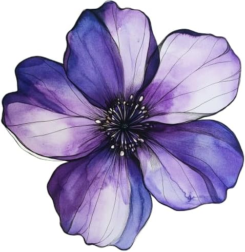 Purple Clematis Flower Holographic Car Decal, Waterproof Removable Peel and Stick Auto Accessory for Car Vehicle Truck Window Laptop, 4.5x4.5in (Purple) (2.15x30)