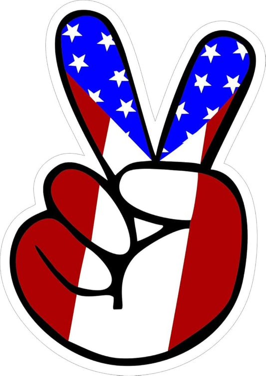 Hand Signal Gesture Sticker, V Sign Hand Gesture Letter Sign Decal with America design Sticker (1.75x30)