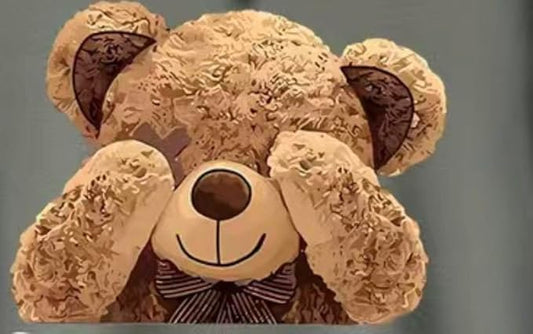Shy Bear Teddy Car Decal, Brown Vinyl Sticker, Weatherproof, for Window, Vehicle, Bumper, Mirror, 5x5 inches (1.75x30)