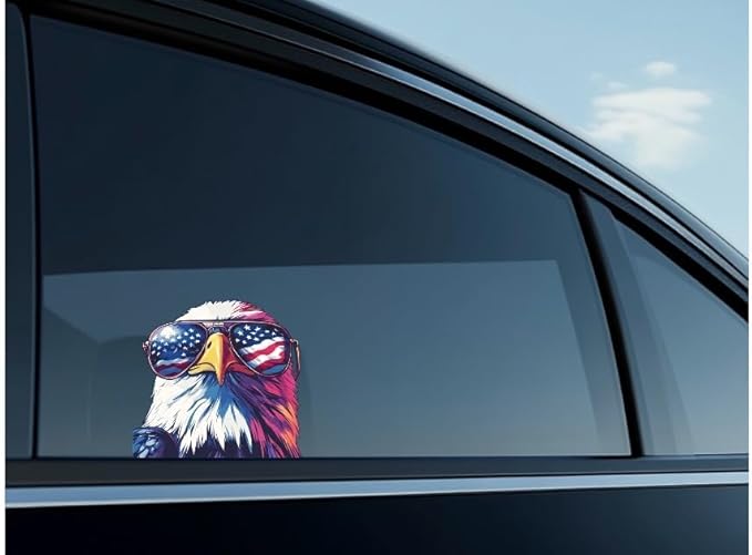 American Eagle Car Sticker Decal, Waterproof Vinyl Decal with USA Themed Sticker, American Pride Decal, Eagle Bumper Sticker, Window Rear Panel Bumper (2.15x30)