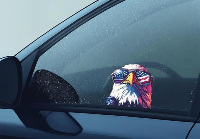 American Eagle Car Sticker Decal, Waterproof Vinyl Decal with USA Themed Sticker, American Pride Decal, Eagle Bumper Sticker, Window Rear Panel Bumper (2.15x30)