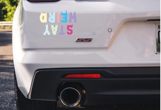 Stay Weird with Skull Quote Car Decals, Vinyl Die Cut Window Bumper body Rear, Graphic Decals (1.75x30)