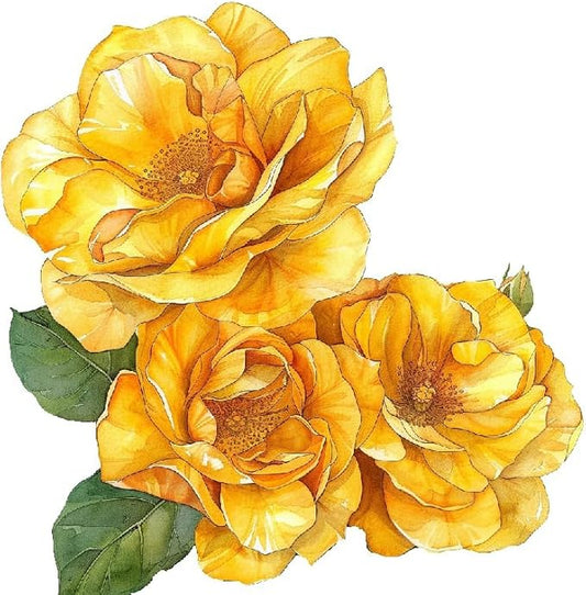 Japanese Yellow Rose Flower Car Sticker, Floral Oriental Rose Vinyl Bumper Sticker, Beautiful Yellow Flower, Car, Case, Laptop, Waterbottle (2.15x30)
