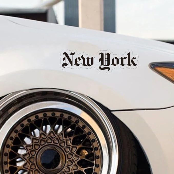 New York Decal Stickers for Car, Scrapbooking, Postcards, Waterbootles, New York City Souvenirs Decals Small BLACK (1.75x30)